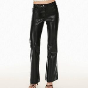 Wilfred Melina Low Rise Flare in Black Noir | Black Leather Pants from Aritzia